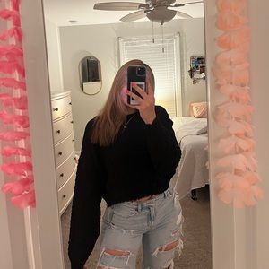 Black cropped palmetto moon sweater